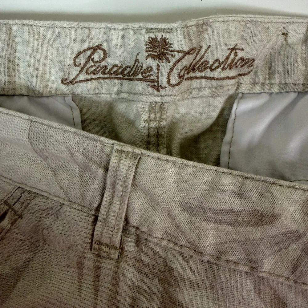 Paradise Collection Mens 42 Linen Blend Tropical Printed Cargo Shorts